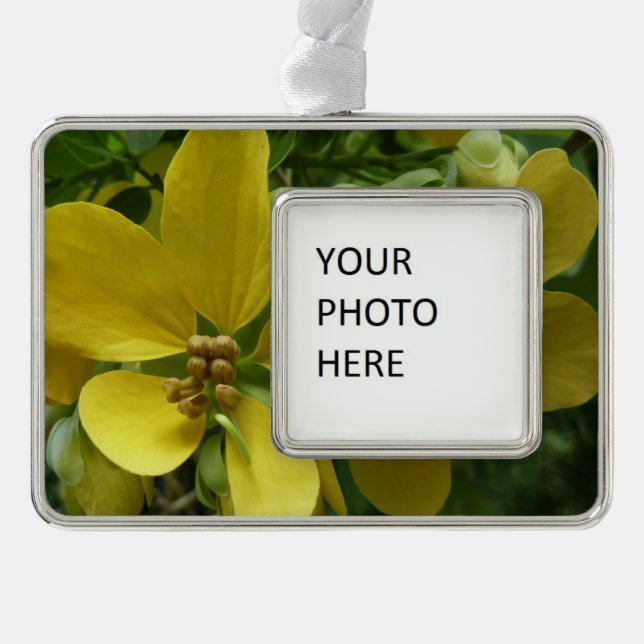 Golden Shower Tree Tropical Yellow Floral Christmas Ornament (Front)
