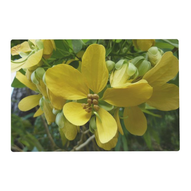 Golden Shower Tree Tropical Yellow Floral Placemat (Front)