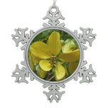 Golden Shower Tree Tropical Yellow Floral Snowflake Pewter Christmas Ornament