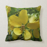 Golden Shower Tree Tropical Yellow Floral Throw Pillow