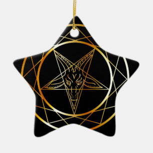 Golden sigil of Baphomet Ceramic Ornament