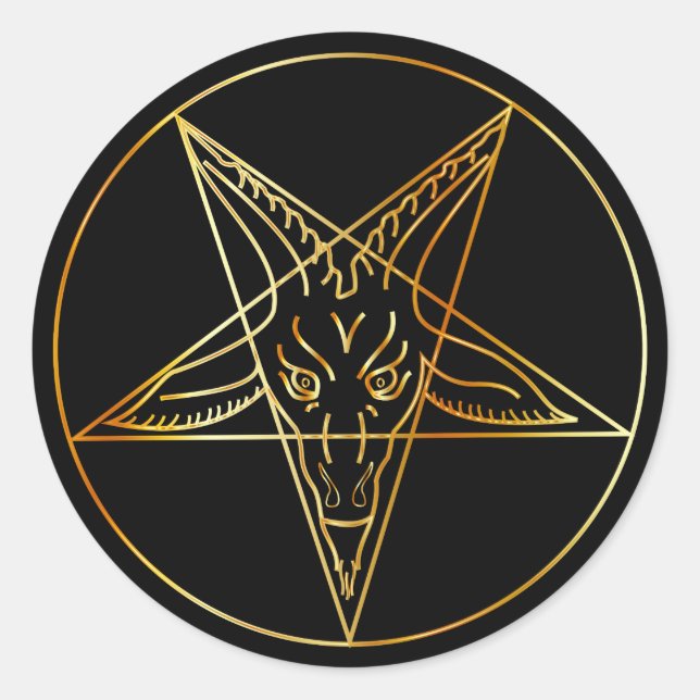 Golden sigil of Baphomet Classic Round Sticker (Front)