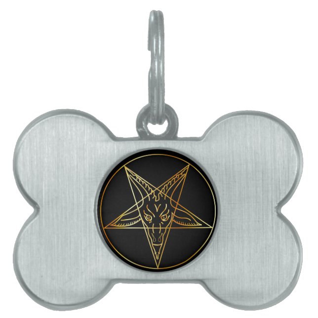 Golden sigil of Baphomet Pet ID Tag (Front)