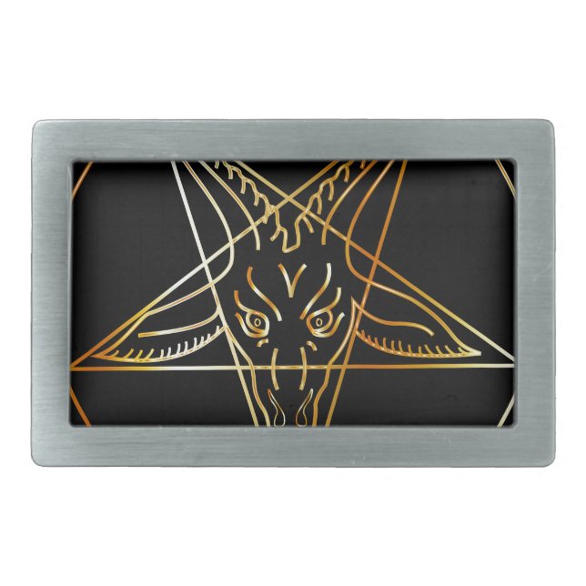 Golden sigil of Baphomet Rectangular Belt Buckle (Front)