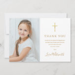 Golden Signature Photo First Holy Communion Thank You Card