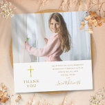 Golden Signature Photo First Holy Communion Thank You Card<br><div class="desc">Featuring golden script signature name. Personalise with your photo and special first holy communion thank you message in chic gold lettering on this stylish design. Designed by Thisisnotme©</div>