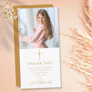 Golden Signature Photo First Holy Communion Thank You Card