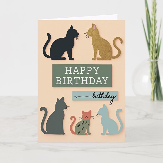 Golden Silhouette Birthday Card (Front)