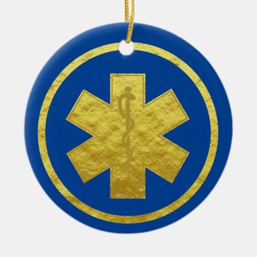 Golden Silhouette of EMS Star of Life Ornament