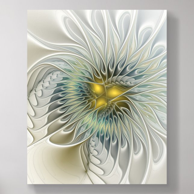 Golden Silver Flower Fantasy abstract Fractal Art Acrylic Photo Tile (Front Set)