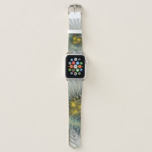 Golden Silver Flower Fantasy abstract Fractal Art Apple Watch Band