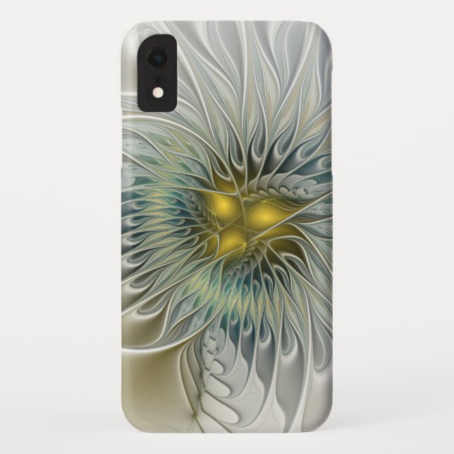 Golden Silver Flower Fantasy abstract Fractal Art Case-Mate iPhone Case (Back)