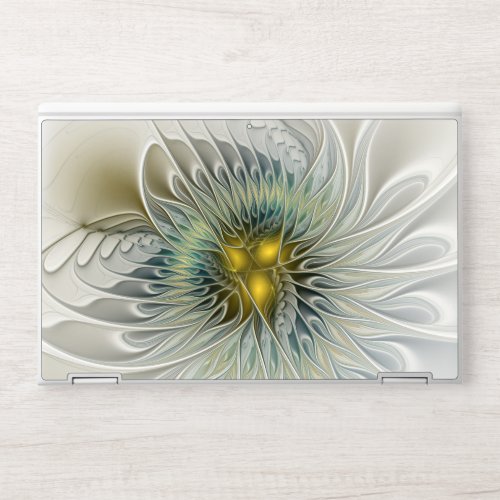 Golden Silver Flower Fantasy Abstract Fractal Art HP Laptop Skin