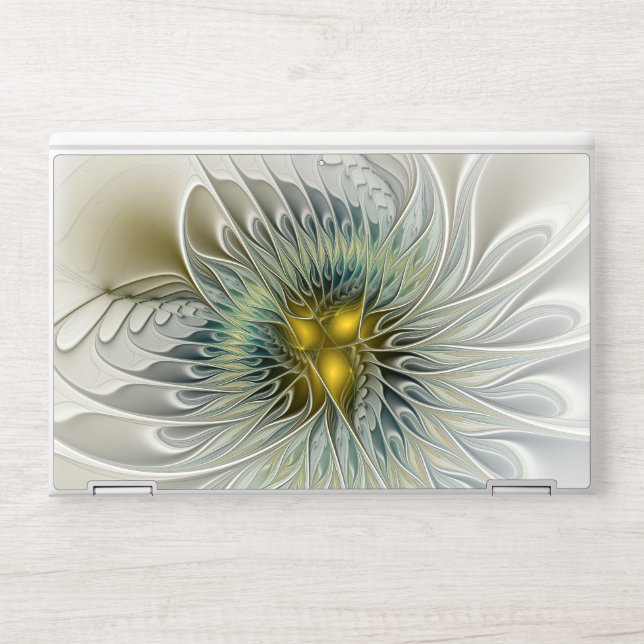 Golden Silver Flower Fantasy Abstract Fractal Art HP Laptop Skin (Front)