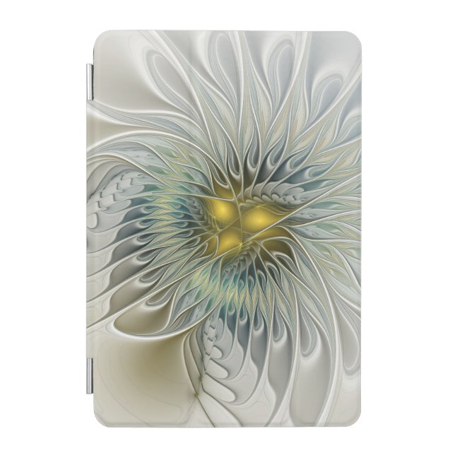 Golden Silver Flower Fantasy abstract Fractal Art iPad Mini Cover (Front)