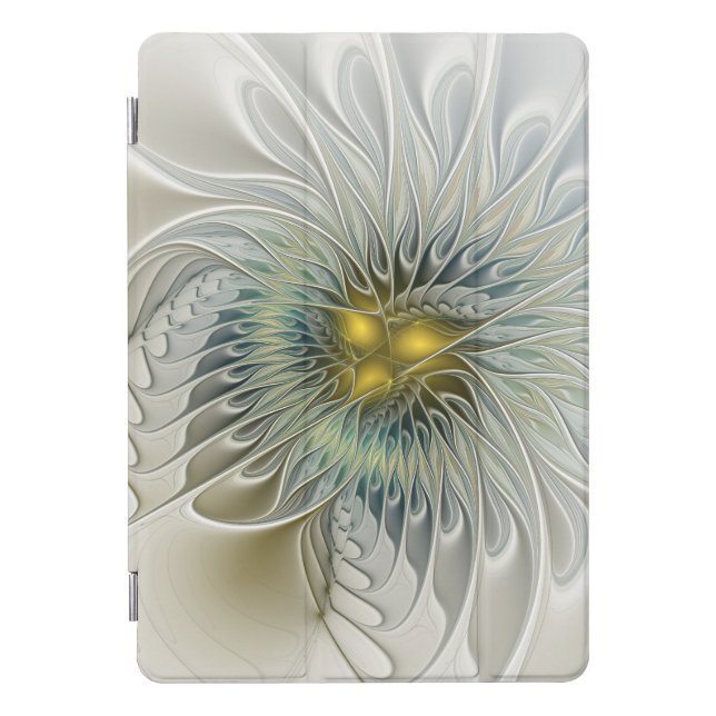 Golden Silver Flower Fantasy Abstract Fractal Art iPad Pro Cover (Front)