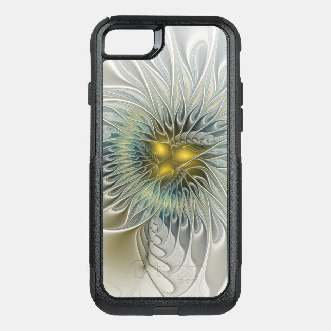 Golden Silver Flower Fantasy abstract Fractal Art Otterbox iPhone Case (Back)