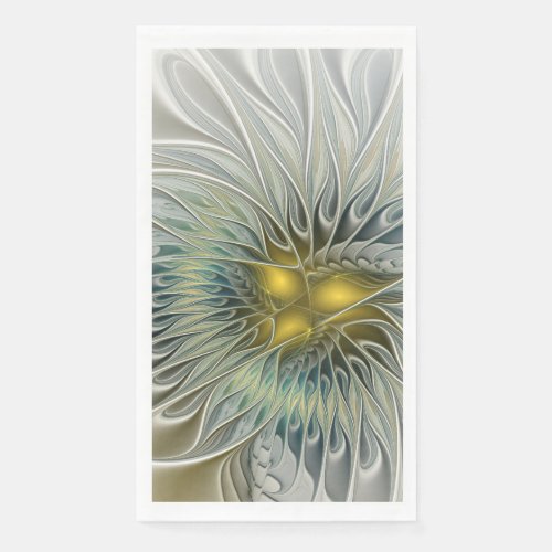 Golden Silver Flower Fantasy abstract Fractal Art Paper Guest Towels