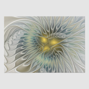 Golden Silver Flower Fantasy abstract Fractal Art Tissue Paper