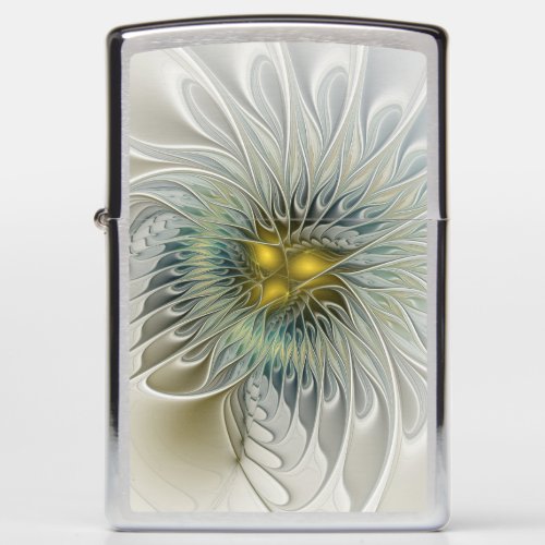 Golden Silver Flower Fantasy abstract Fractal Art Zippo Lighter
