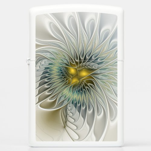 Golden Silver Flower Fantasy abstract Fractal Art Zippo Lighter