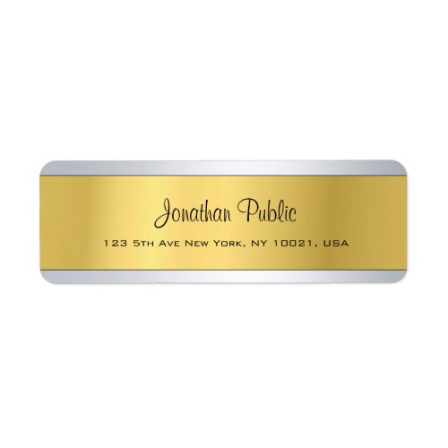 Golden Silver Plain Modern Script Return Address Label