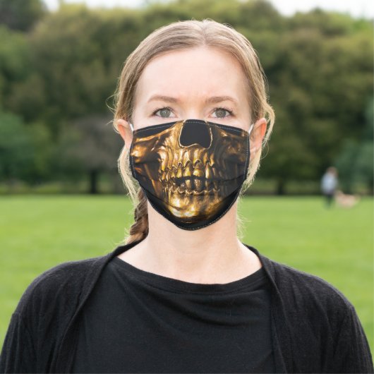 Golden Skull Adult Cloth Face Mask (Outside)