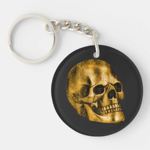 Golden Skull Cool Luxury Black Gothic Halloween Keychain