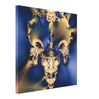 Golden Skull Fractal Wrapped Canvas Print