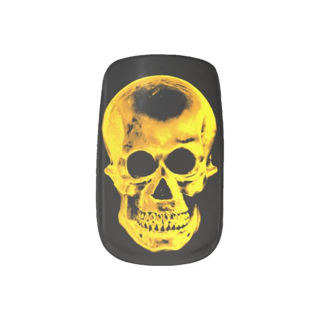 Golden Skull Minx Nail Art (Right Thumb)