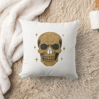 Golden Skull Throw Pillow