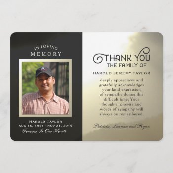 Golden Sky Custom Photo In Memory Thank You Card by juliea2010 at Zazzle