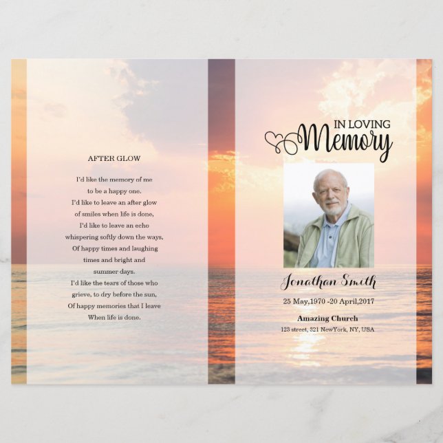 Golden sky Funeral Program template (Front)