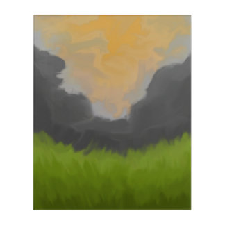 Golden Sky Landscape Painting Acrylic Print