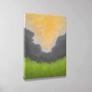 Golden Sky Landscape Painting Canvas Photo Tile
