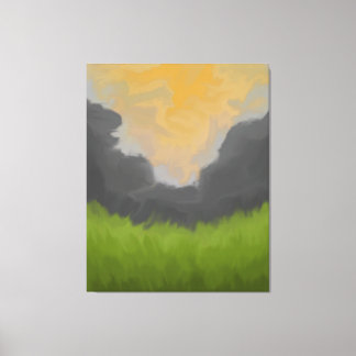 Golden Sky Landscape Painting Canvas Print