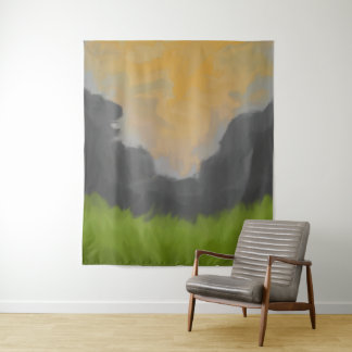 Golden Sky Landscape Painting Tapestry