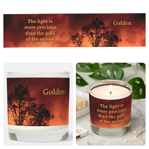Golden Sky Tree Silhouette John Muir Nature Quote Scented Candle