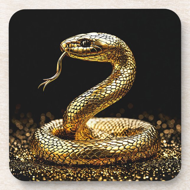 Golden snake beverage coaster (Front)