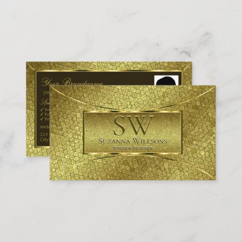 Golden Snake Gold Decor with Monogram and Photo Business Card