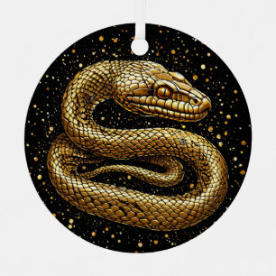 Golden snake metal ornament