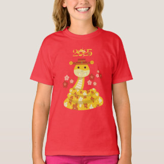 Golden Snake with Flowers Lunar New Year T-Shirt