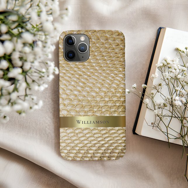 Golden Snakeskin Digital Leather Gold Metal Case-Mate iPhone Case (Creator Uploaded)