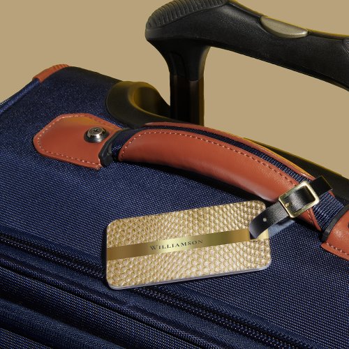 Golden Snakeskin Digital Leather Gold Metal Luggage Tag