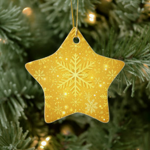 Golden Snow Ceramic Ornament