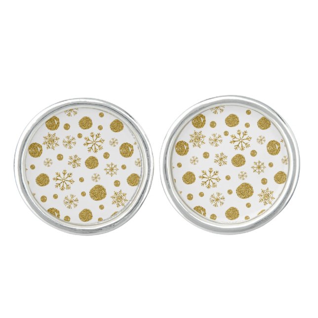 Golden Snow Flakes 1 Cufflinks (Front)