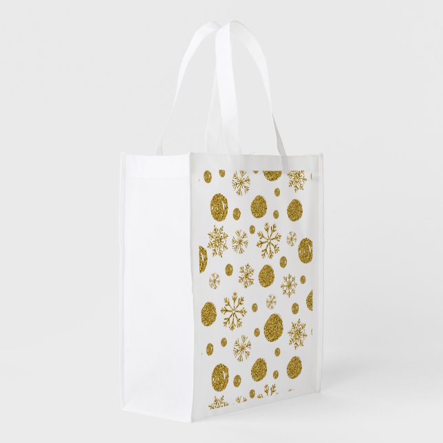 Golden Snow Flakes 1 Grocery Bag (Back Side)