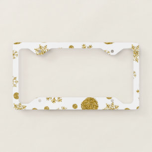 Golden Snow Flakes 1 License Plate Frame