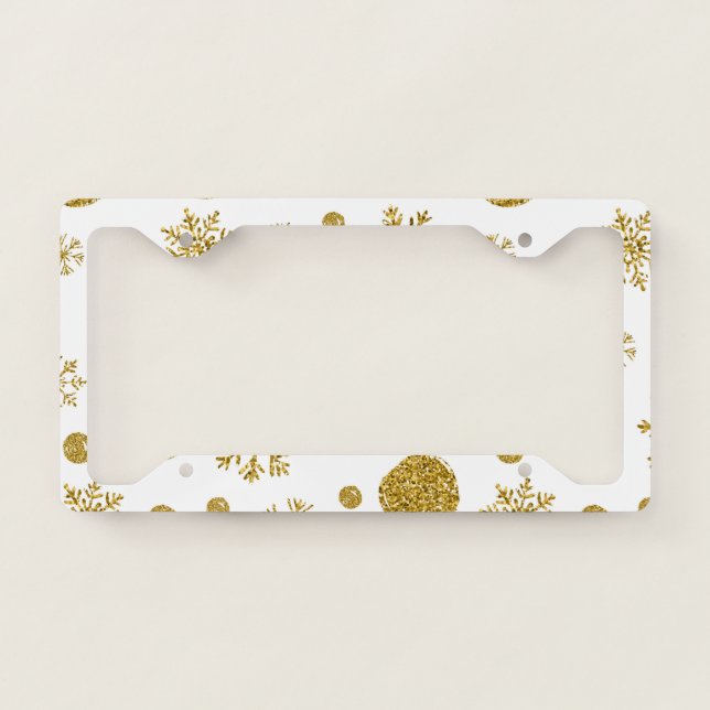 Golden Snow Flakes 1 License Plate Frame (Front)