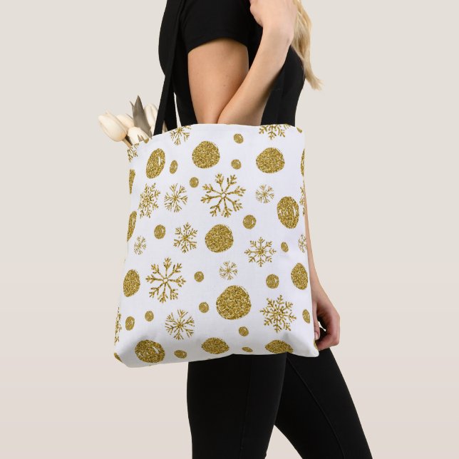 Golden Snow Flakes 1 Tote Bag (Close Up)